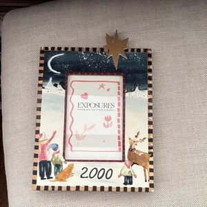 Festive Picture Frame with Black and Gold Accents